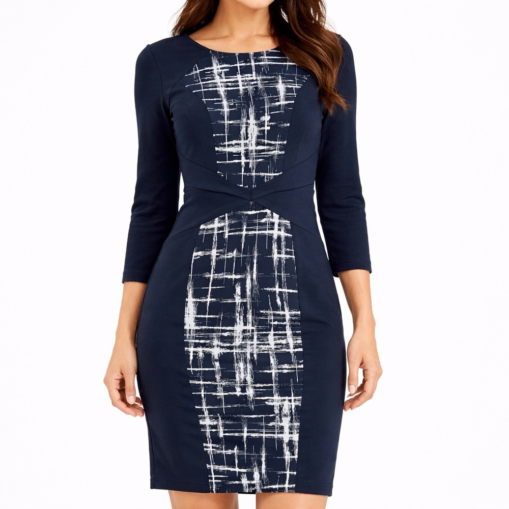 Vfshow Vfemage Navy Blue Bodycon Pencil Sheath Dress Size Medium